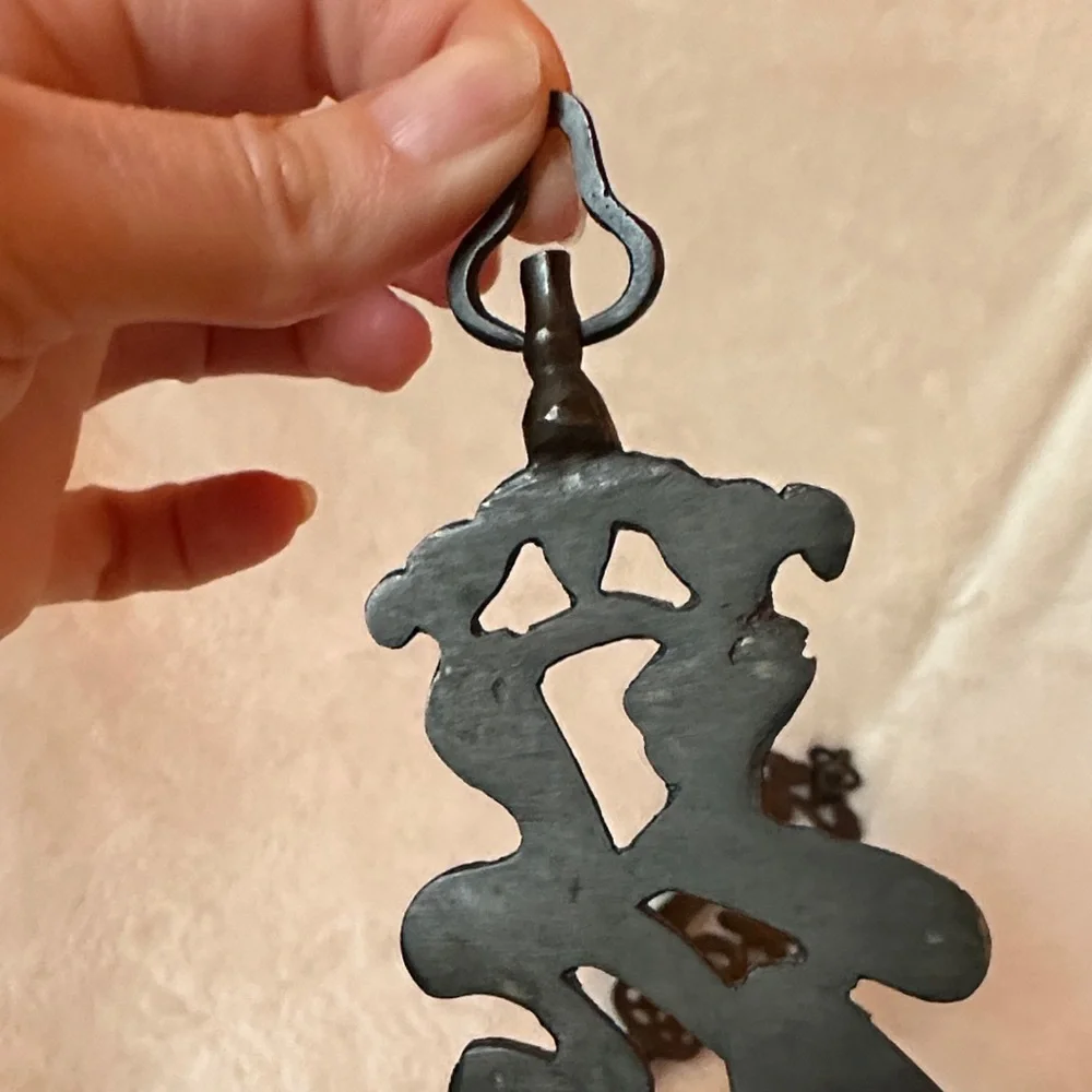 2 set Ornate Metal Wall Hooks in Blackened Bronze Finish